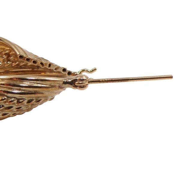 Solid 14K Yellow Gold Twisted Rope Muti Strand Hoop Earrings - Picture 4 of 5